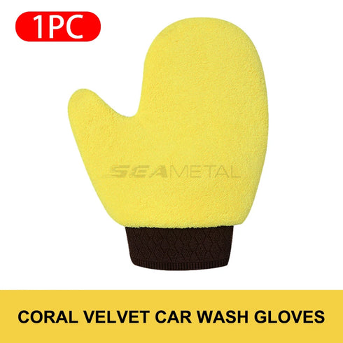 Double-Faced Coral Fleece Car Wash Glove for Auto Cleaning