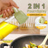 Transparent 2-in-1 spray and pour oil bottle for kitchen use, perfect for controlled oil application.