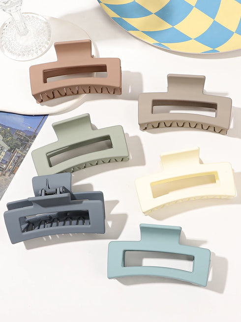 7 Pcs Big Hair Claw Clips – 3.4" Non-Slip Matte Square Clips