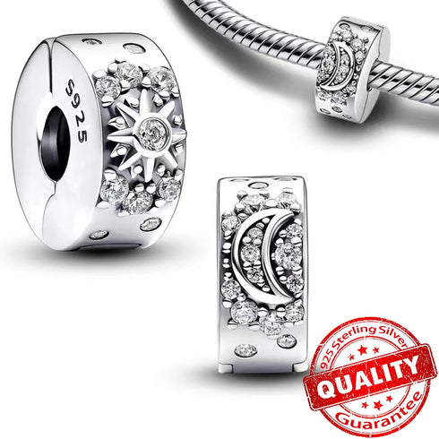 Authentic 925 Sterling Silver Star, Moon & Sun Charm