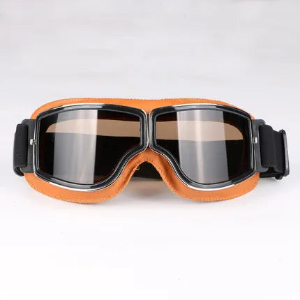Windproof Retro Motorcycle Glasses - Folding Leather Sunglasses
