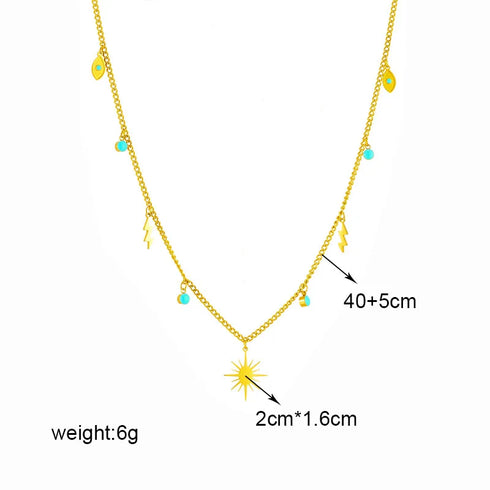 316L Stainless Steel Butterfly Moon Pendant Necklace