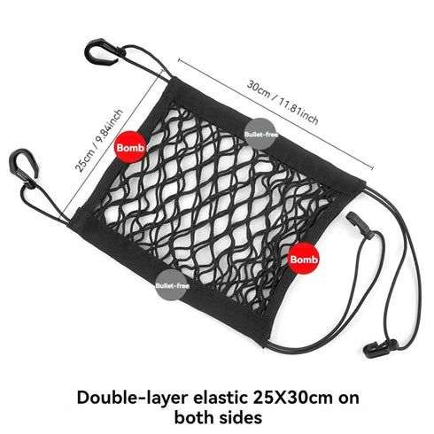 10"x11" Motorcycle Bungee Cargo Net with Hooks for Helmet & Luggage Storage