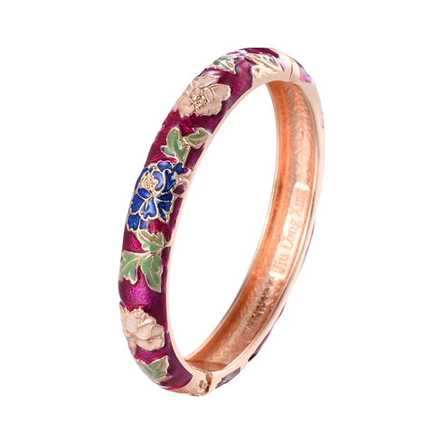 Enameled Flower Bracelet for Women – Elegant Bangle Jewelry
