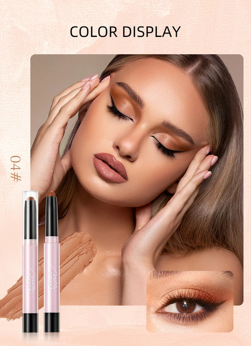 12-Color Pearlescent Eyeshadow & Eyeliner Pencil – Waterproof & Long-Lasting