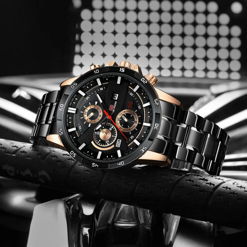 Men's Sports Style Quartz Watch – 46mm Leather Racing Design