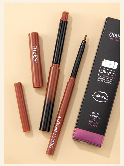 Matte Nude Lipstick Pen – Long-Lasting Waterproof Lip Liner Set