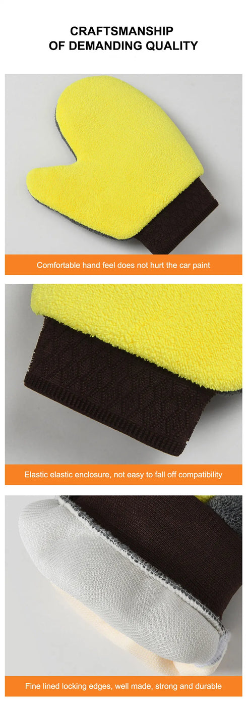 Double-Faced Coral Fleece Car Wash Glove for Auto Cleaning