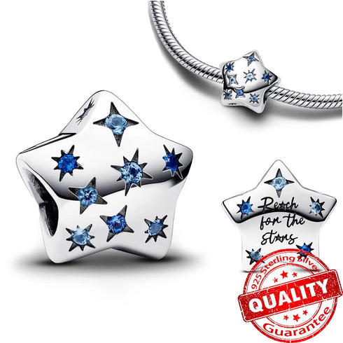 Authentic 925 Sterling Silver Star, Moon & Sun Charm