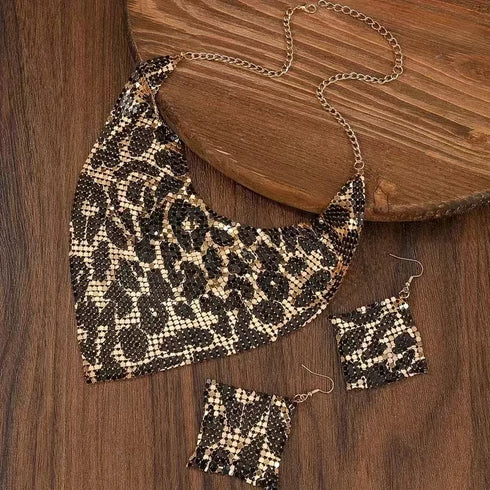 Fashion Leopard Print Jewelry Set – 3pcs Vintage Elegant Design