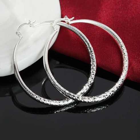 925 Sterling Silver Circle Hoop Earrings – 5CM Elegant Design
