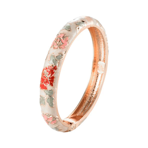 Enameled Flower Bracelet for Women – Elegant Bangle Jewelry