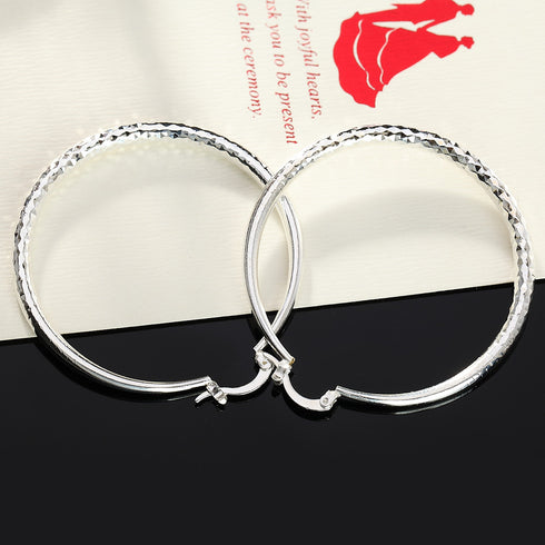 925 Sterling Silver Circle Hoop Earrings – 5CM Elegant Design