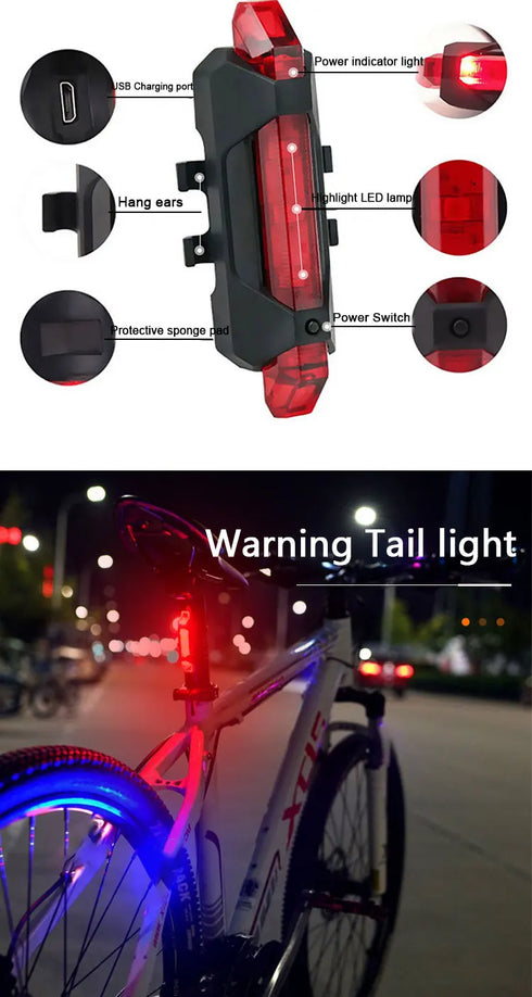 USB Rechargeable Bike Light Set