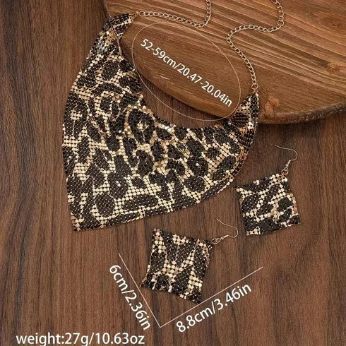 Fashion Leopard Print Jewelry Set – 3pcs Vintage Elegant Design