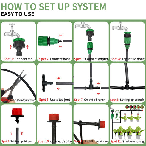 20M Micro Drip Irrigation System with Adjustable Drippers & Misting Watering Kit