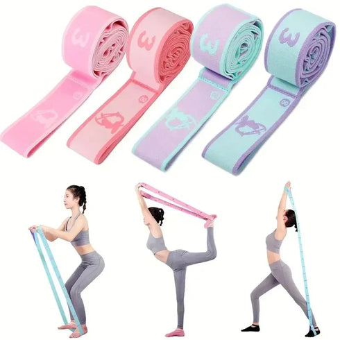 Durable Resistance Band Yoga Stretching Belt for stretching exercises in Pilates, yoga, and fitness routines.