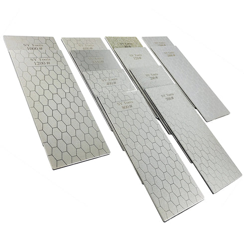 Close-up of diamond sharpening stone with honeycomb pattern, ideal for maintaining sharp kitchen knives.