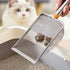 Stainless steel cat litter scoop with fine mesh sifting design.