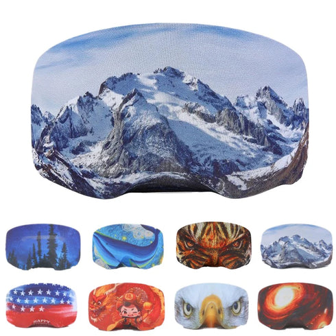 Ski goggle cover in a vibrant pattern, offering dust-proof and scratch-resistant protection for snow sports eyewear.