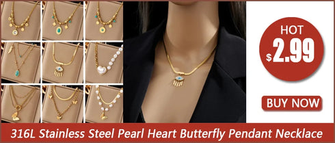 316L Stainless Steel Butterfly Moon Pendant Necklace