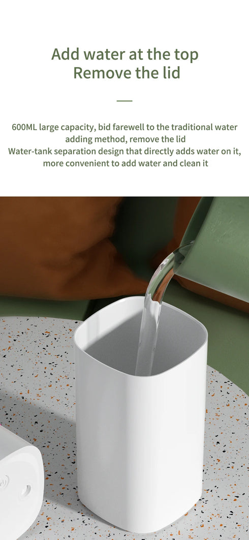 600ml USB Air Humidifier with Double Spray Ports & Essential Oil Diffuser