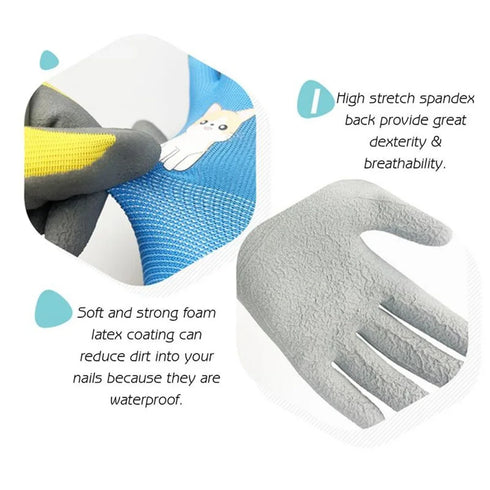 Kids Waterproof Garden Work Gloves - Non-Slip Safety Yard Gloves