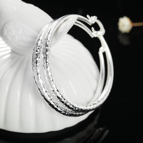 925 Sterling Silver Circle Hoop Earrings – 5CM Elegant Design