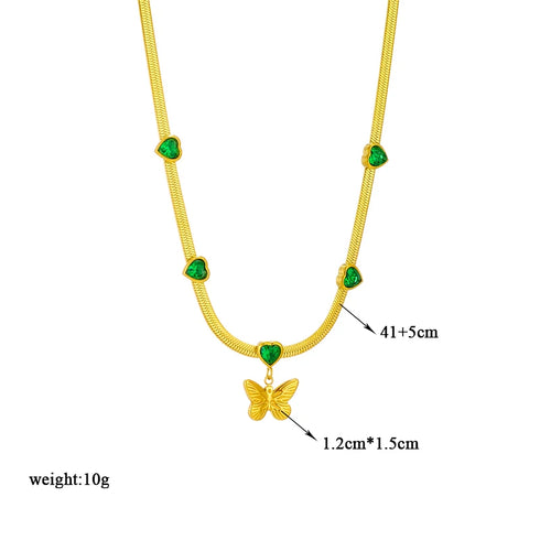 316L Stainless Steel Butterfly Moon Pendant Necklace