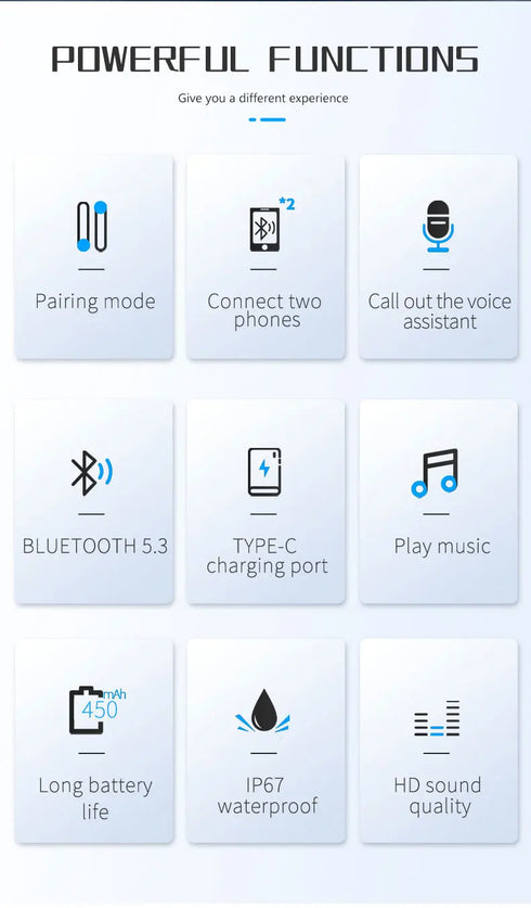 Bluetooth 5.3 Motorcycle Helmet Headset, Wireless Handsfree Earphones