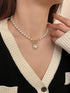 Elegant Pearl Heart Pendant Necklace – Luxury Korean Jewelry