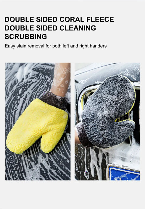 Double-Faced Coral Fleece Car Wash Glove for Auto Cleaning