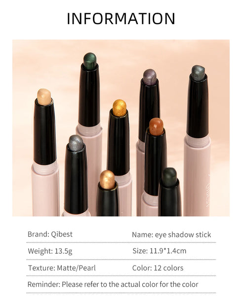 12-Color Pearlescent Eyeshadow & Eyeliner Pencil – Waterproof & Long-Lasting