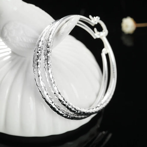 925 Sterling Silver Circle Hoop Earrings – 5CM Elegant Design