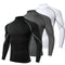 Athletic compression long-sleeve shirt for men, designed with quick-dry technology for optimal comfort and performance during intense workouts.