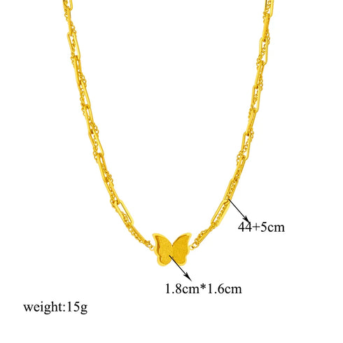 316L Stainless Steel Butterfly Moon Pendant Necklace