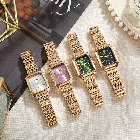 Luxury Square Quartz Watch for Women – Gold Plated Elegance