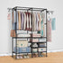 Metal Garment Rack Shoe & Clothes Organizer w/ Dual Rods & 4 Shelves