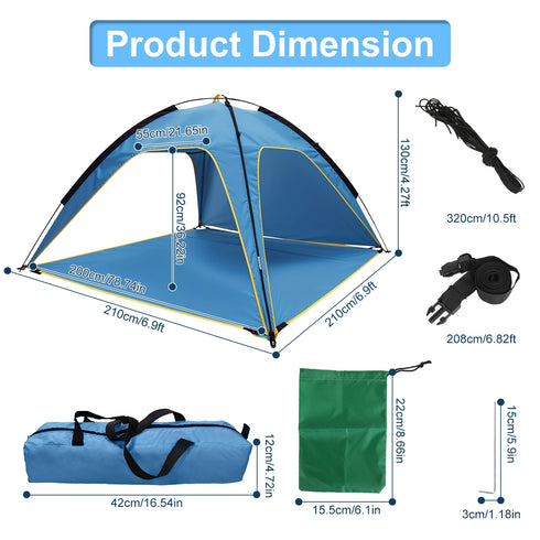 4-6 Person Beach Tent Canopy w/ 3 Doors & UPF50