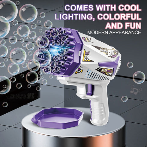 Purple 60-Hole Automatic Bubble Gun