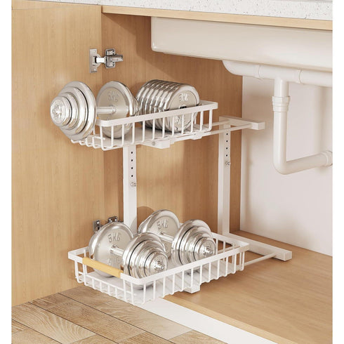 Metal Adjustable Height Two-Tier Under Sink Storage Rack