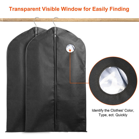 5Pcs 39in Garment Bags Hanging Suit Bags Covers Breathable With Full Zipper Transparent Window For Suit Dress Coat Storage Travel Use