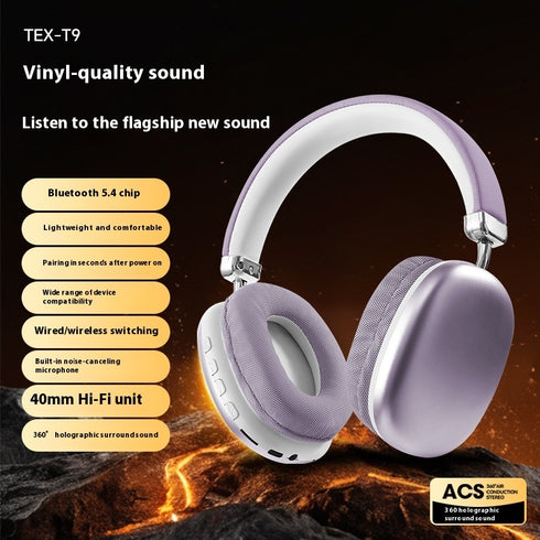 TEX-T9 Bluetooth Headset Wireless Headphone Head-mounted