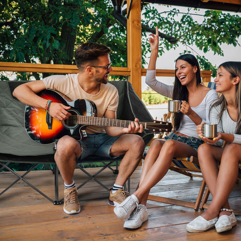 Oversized Outdoor Reclining Camping Chair w/ Cup Holder