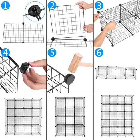 20 Grid Iron Mesh Cube Storage Rack