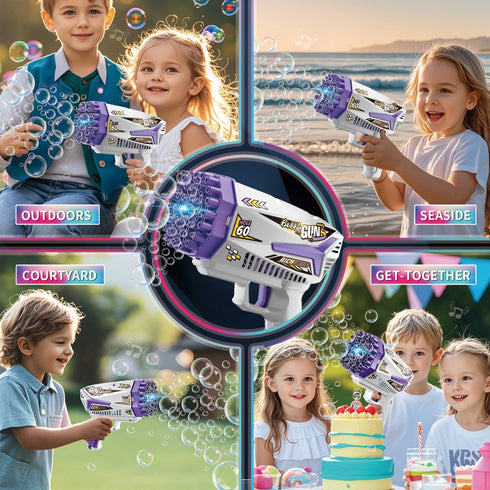 Purple 60-Hole Automatic Bubble Gun