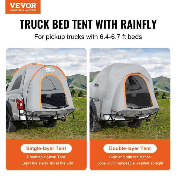 Truck Bed Tent 6.4-6.7ft Pickup w/ Rain Layer