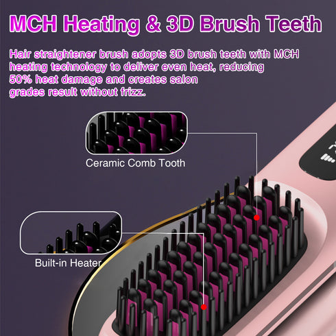 Portable Cordless Hair Straightening Brush