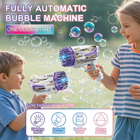 Purple 60-Hole Automatic Bubble Gun