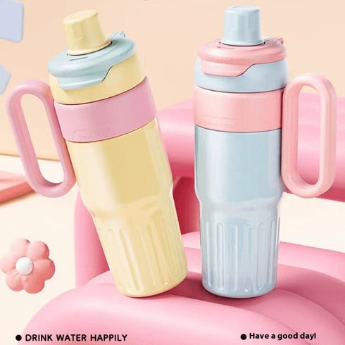 780ml Gradient Thermal Cup - Stainless Steel Straw Mug